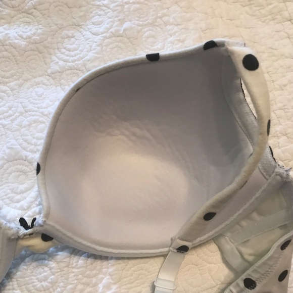 Cacique cotton boost plunge white bra with black polka dots & lace (44B) - Picture 6 of 10
